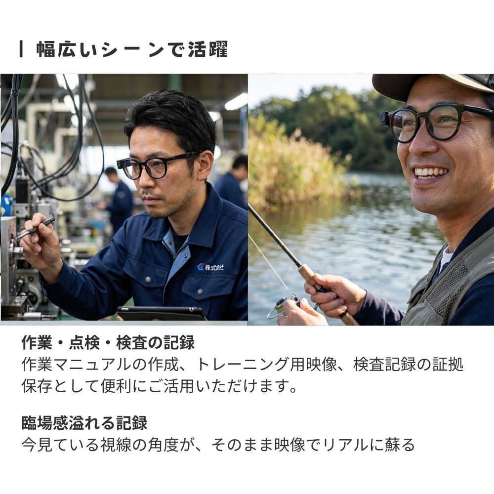 エアリア カムグラッシーズ ウェアラブルカメラ メガネ装着 目線録画