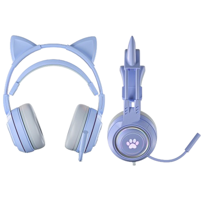 エアリア ネコミミ 可愛いゲーミングヘッドホン 配信 通話 音楽に ゆめかわカラー RGBライト パステルカラー 3.5mm 有線ヘッドフォン マイク付き ライブ配信 猫耳 かわいい キュート プレゼント ギフト iPhone タイプC変換 付属 パソコン 4極 3極変換 可愛い MIMI-01