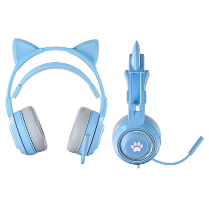 エアリア ネコミミ 可愛いゲーミングヘッドホン 配信 通話 音楽に ゆめかわカラー RGBライト パステルカラー 3.5mm 有線ヘッドフォン マイク付き ライブ配信 猫耳 かわいい キュート プレゼント ギフト iPhone タイプC変換 付属 パソコン 4極 3極変換 可愛い MIMI-01