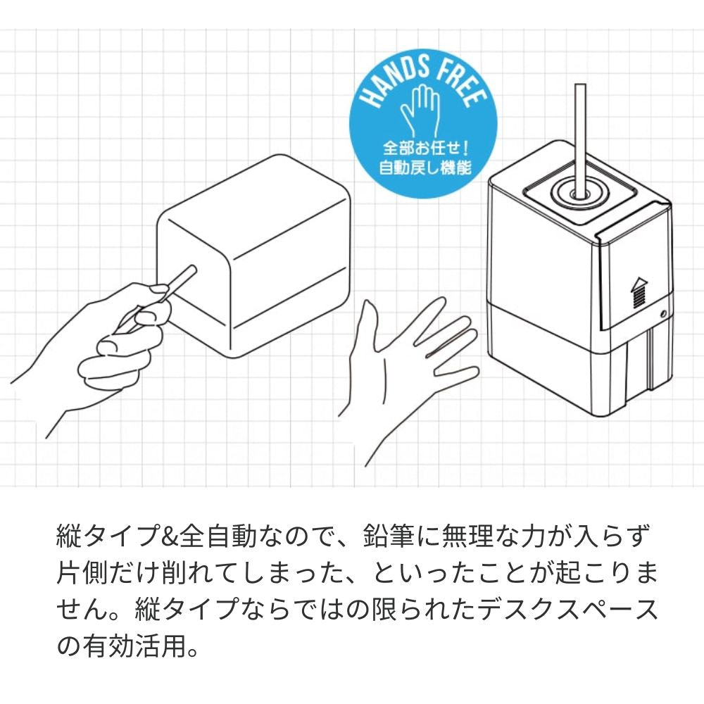 【direct！choice】【家電批評 BEST BUY1位受賞】ユニーク 削ったら自動で戻る 全自動鉛筆削り ケズり君 ハンズフリータイプ えんぴつけずり えんぴつ削り電動 UQ-KEZURI 電動鉛筆削り 縦 電池 コンセント 全自動 新生活 入学 お祝い 子供 かんたん シンプル ミニマル ケズリ君 大人 便利