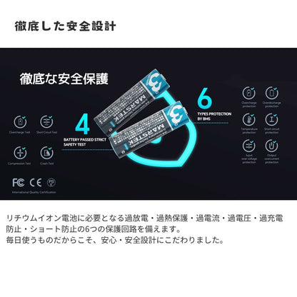 MARSTEK TypeC充電式 リチウムイオン充電池 1.5V 単3形 単4形 4本同時充電 充電ケーブル付属 LEDランプ 繰り返し使える エアリア マーステック リチウム充電式電池 エコ 経済的 コスパ タイプC  USB直結 安全 液漏れ対策 PSE認証 おもちゃ 時計 リモコン