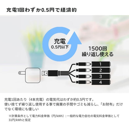 MARSTEK TypeC充電式 リチウムイオン充電池 1.5V 単3形 単4形 4本同時充電 充電ケーブル付属 LEDランプ 繰り返し使える エアリア マーステック リチウム充電式電池 エコ 経済的 コスパ タイプC  USB直結 安全 液漏れ対策 PSE認証 おもちゃ 時計 リモコン