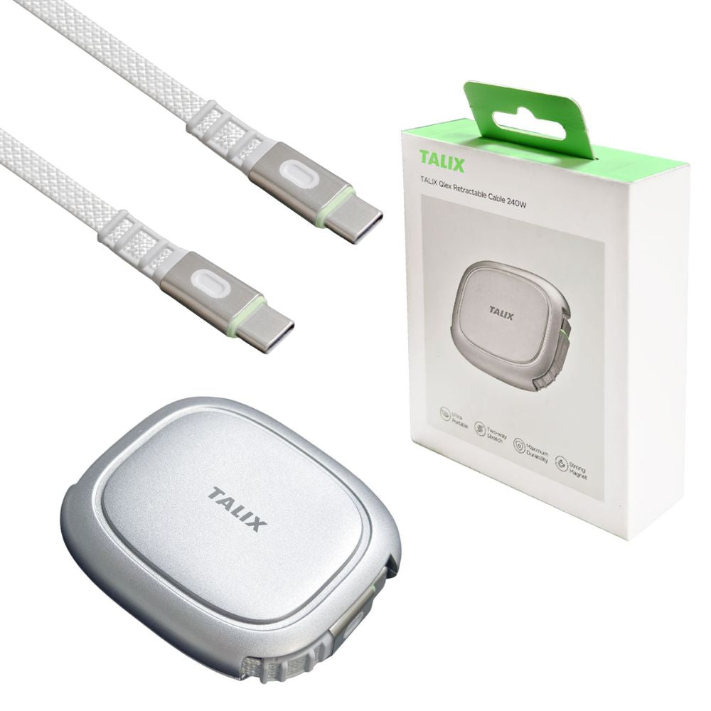 （予約/7月23日発売）TALIX Qlex USB Type-C ケーブル 巻き取り 240W PD3.2 USB-C 急速充電 1.2m 高耐久 メッシュケーブル USB-IF認証 E-Marker データ転送 480Mbps コンパクト MacBook iPhone 16 Android ノートPC タリックス Qlex Retractable Cable 4X91U36695 エアリア