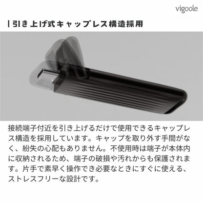 Vigoole ビグール スティック型ポータブルSSD 1TB 2TB 大容量 TypeC 2,000MB/sを実現する次世代転送 発熱を効率良く冷却する金属ボディ USB3.2 GEN2x2 外付けSSD 持ち運び シンプル コンパクト windows Mac iPad iPhone android ストレージ問題