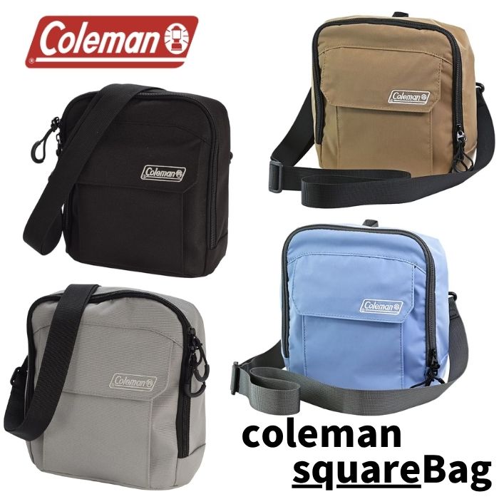 【direct！choice】コールマン Coleman スクエアショルダー おしゃれ かわいい かっこいい しっかり アウトドア プレゼント カメラ ライセンス品 縦 横 ショルダーストラップ サコッシュキッズ 手ぶら チャック ポケット 軽い 散歩 カジュアル 夏 冬