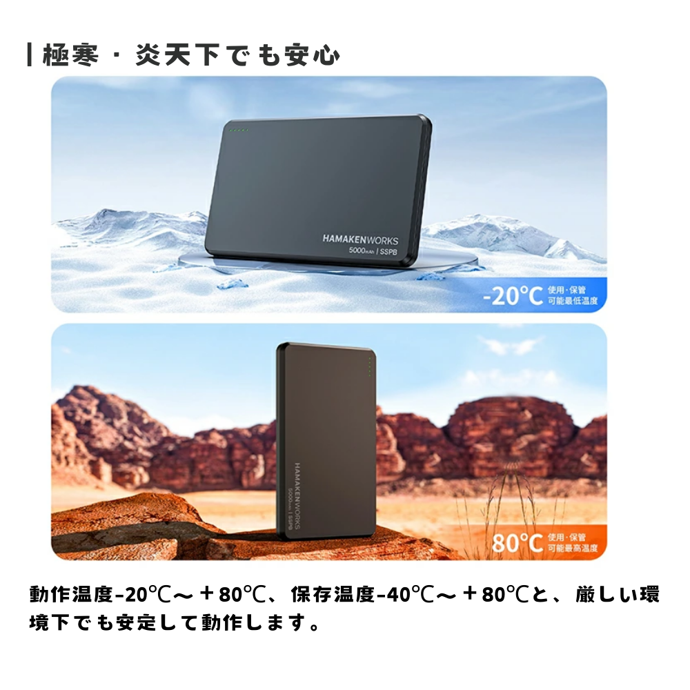 【direct！choice】ハマケンワークス 10000mAh JOVY SSPBシリーズ 準固体電池モバイルバッテリー HW-SSPB100 安全 長寿命 軽量 軽い 小型 大容量 高性能準固体電解質採用 SSPB Solid State Power Bank ジョヴィバッテリー USB-C 最新型 防災 iPhone アイフォン アンドロイド android