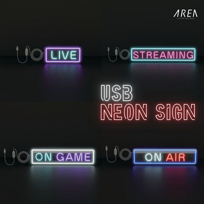 エアリア USB ネオンサインライト neon ネオン 大きい 可愛い ゲーミング 配信 ゆめかわカラー RGBライト アメカジ 韓国 かわいい キュート プレゼント ギフト MS-UNEON ライブ ストリーミング