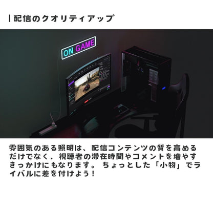 エアリア USB ネオンサインライト neon ネオン 大きい 可愛い ゲーミング 配信 ゆめかわカラー RGBライト アメカジ 韓国 かわいい キュート プレゼント ギフト MS-UNEON ライブ ストリーミング