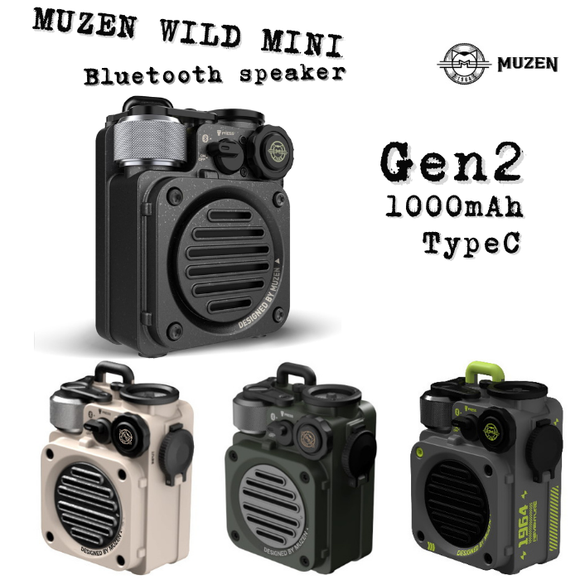 【direct！choice】MUZEN ミューゼン Wild mini Gen2 第二世代 TypeC充電 コンパクト ワイヤレス スピーカー Bluetooth ポータブル 防水 IPX5 ミリタリー アウトドア 防水 ソロ タフ 頑丈 キャンプ グランピング SOS フラッシュライト 最大6時間連続再生 ミューゼン ワイルドミニ