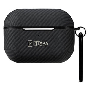 PITAKA AirPodsPro ケース 600Dアラミド繊維使用 ワイヤレス充電対応 カラビナ付き 耐衝撃 保護 傷防止 紛失防止 軽量 APM3001