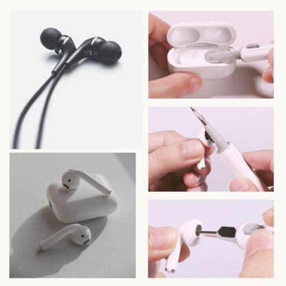 ミニクリ 3in1 マルチクリーナー イヤホンの掃除やAirpodsなどワイヤレス充電器の掃除に最適 ペン型 スティック 小型 ポータブル 多機能 ダスト ブラシ ホコリ　細かい 清潔 汚れ お手入れ 隙間 イヤホン AirpodsPro