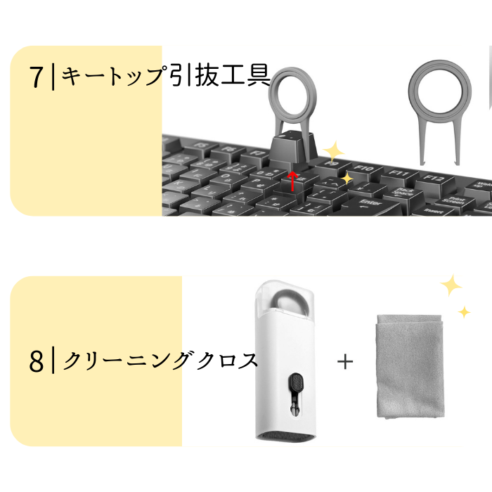 エアリア 7wayクリーニングキット  ナナクリ 7in1 デジモノ掃除に便利な７つ道具を１つに クリーニングクロス 付属
