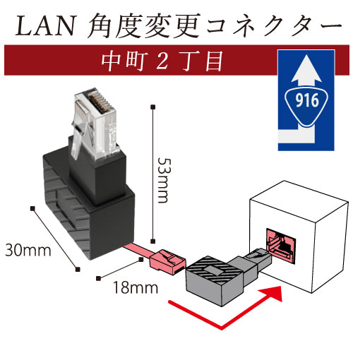 エアリア 世田谷電器シリーズ LAN角度変換アダプター 中町2丁目～５丁目  金属端子 カテゴリー6A対応 LANの向きを変えたい 90度に角度変換 ゲーム機 パソコン配線の整理整頓