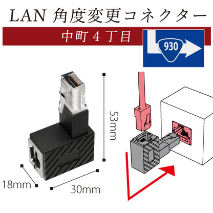 エアリア 世田谷電器シリーズ LAN角度変換アダプター 中町2丁目～５丁目  金属端子 カテゴリー6A対応 LANの向きを変えたい 90度に角度変換 ゲーム機 パソコン配線の整理整頓