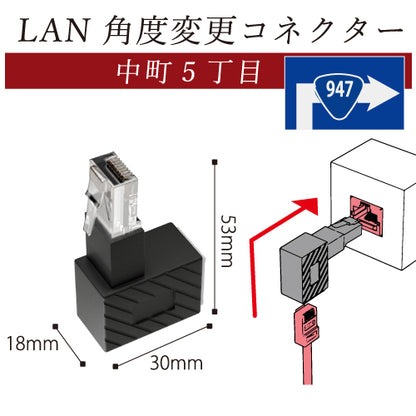 エアリア 世田谷電器シリーズ LAN角度変換アダプター 中町2丁目～５丁目  金属端子 カテゴリー6A対応 LANの向きを変えたい 90度に角度変換 ゲーム機 パソコン配線の整理整頓