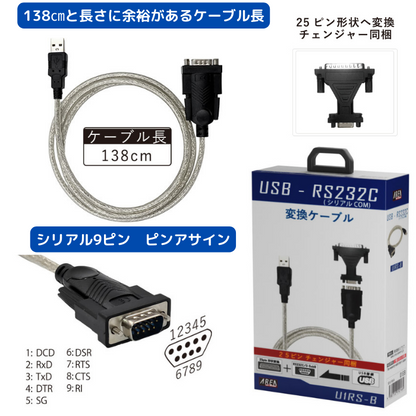 エアリア SBに接続する事でRS232C（シリアルCOM）を増設する RS232C 25ピン形状へ変換チェンジャー同梱 138㎝　SD-U1RS-B