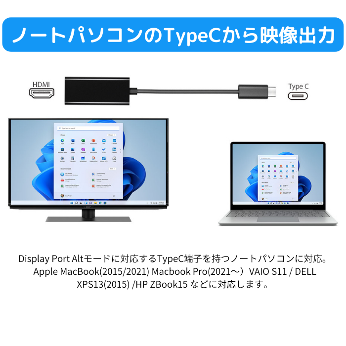 エアリア TypeC - HDMI 映像出力アダプター iPhone17 16 15シリーズ対応 スマホ ノートパソコン フルHD Displayport Altnate Mode（オルタネートモード） SD-DPAH1(B)