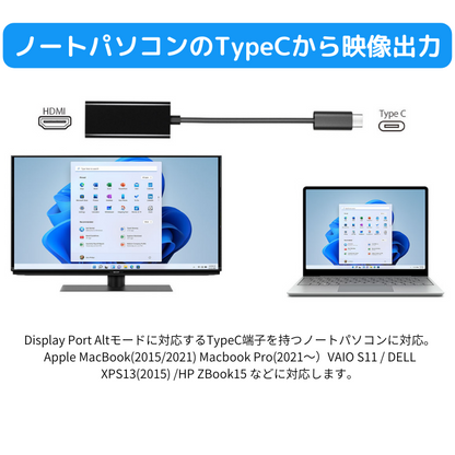 エアリア TypeC - HDMI 映像出力アダプター iPhone17 16 15シリーズ対応 スマホ ノートパソコン フルHD Displayport Altnate Mode（オルタネートモード） SD-DPAH1(B)