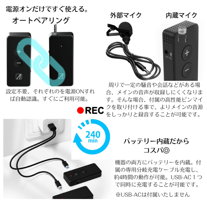 エアリア ワイマクC アンドロイドスマホ用 android ワイヤレスマイク SD-WMIC-TC WIMIC( ワイマク ）TypeC変換 –  エアリアダイレクト