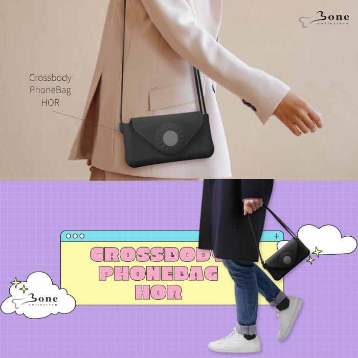 BONE Phone Bag CrossbodyBag HOR ホリゾンタル 水平 横開き スマホポーチ 一体成型のシリコン製 マグネット式 多機種対応　バッグ 散歩 かわいい おしゃれ 手ぶら ハンズフリー 洗える 清潔 やわらかい サコッシュ スマホバッグ 斜め掛け Bonecollection