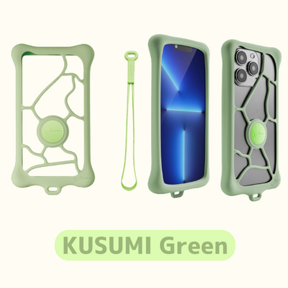 Bone BubbleTie2 シリコン KUSUMI iPhone16e 対応 のびる マルチバンパー ハンドストラップ付属 6.2～7.2インチのマルチサイズに対応 ケース バンパー スマホケース iPhone iPhone14ProMax ケース シリコン製  かわいい 多機種対応 耐衝撃 バブルタイ2 くすみ ニュアンスカラー  Bone ボーン　Bonecollection