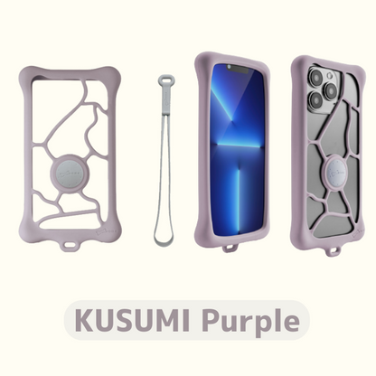 Bone BubbleTie2 シリコン KUSUMI iPhone16e 対応 のびる マルチバンパー ハンドストラップ付属 6.2～7.2インチのマルチサイズに対応 ケース バンパー スマホケース iPhone iPhone14ProMax ケース シリコン製  かわいい 多機種対応 耐衝撃 バブルタイ2 くすみ ニュアンスカラー  Bone ボーン　Bonecollection