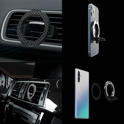 国内正規代理店 Moncarbone JustClickAir MagSafe対応 マグネット 吸着式 マウンター iPhone13 12 車載 エアコンフィン ダッシュボード 縦置き 横置き ワンタッチ ミリタリー カーボン 高級車 車載ホルダー monCarbone