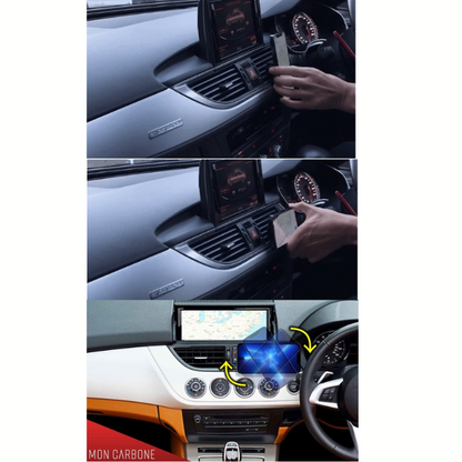 国内正規代理店 Moncarbone JustClickAir MagSafe対応 マグネット 吸着式 マウンター iPhone13 12 車載 エアコンフィン ダッシュボード 縦置き 横置き ワンタッチ ミリタリー カーボン 高級車 車載ホルダー monCarbone