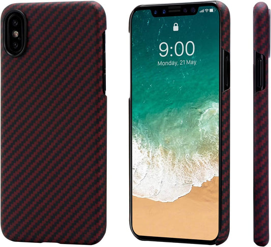 【訳あり/アウトレット】PITAKA ピタカ MagEZ Case iPhone X 専用ケース スマホケース 軍用防弾チョッキ素材アラミド繊維 軽量  耐衝撃 スリム 薄型 ワイヤレス充電対応 黄/黒ツイル柄 赤/黒ツイル柄