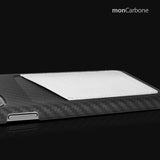 旧機種対象！棚卸SALE！【訳あり/新品】monCarbone HOVERSKIN  モンカーボン iPhone 11, 11 Pro, 11 Pro Max ケース 【ホワイト】 カーボンケース サフィアーノレザー 背面カードケース レンズ保護 極薄 超軽量