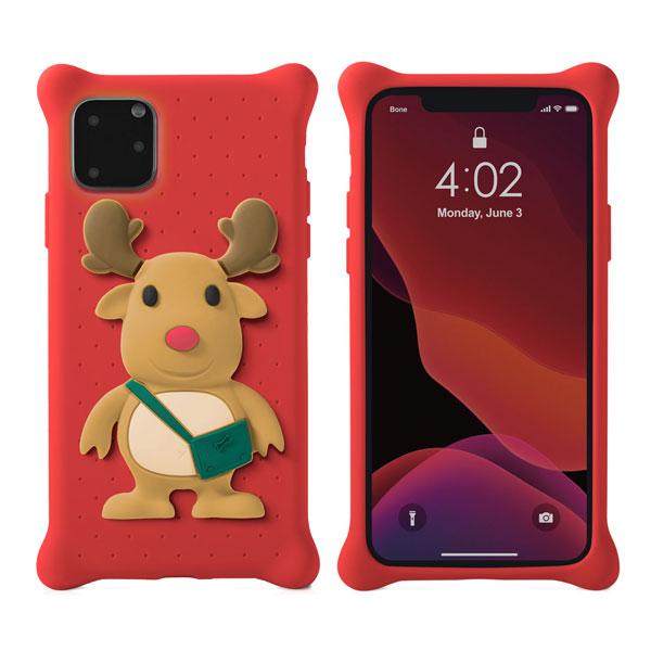 【訳あり/アウトレット】iPhone11 Pro ケース 5.8inch シリコンケース 衝撃吸収 エアバブル スマホリング ケーブルホルダー デカキャラクター Phone Bubble Figure PH19081 Bonecollection