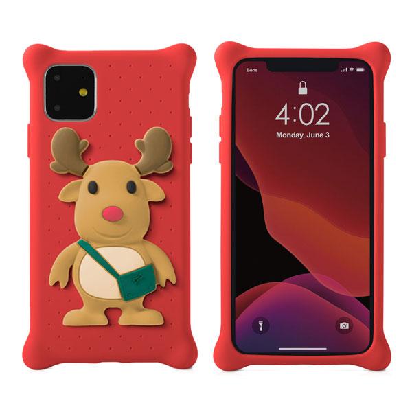 【訳あり/アウトレット】iPhone11 ケース 6.1inch シリコンケース 衝撃吸収 エアバブル スマホリング ケーブルホルダー デカキャラクター Phone Bubble Figure PH19082 Bonecollection