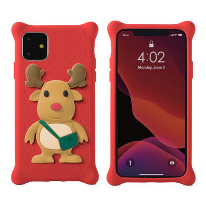 【訳あり/アウトレット】iPhone11 ケース 6.1inch シリコンケース 衝撃吸収 エアバブル スマホリング ケーブルホルダー デカキャラクター Phone Bubble Figure PH19082 Bonecollection