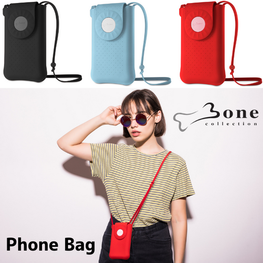 【数量限定プレゼント付】BONE Phone Bag スマホポーチ  一体成型のシリコン製 マグネット式 多機種対応　Bonecollection バッグ 散歩 かわいい おしゃれ 手ぶら