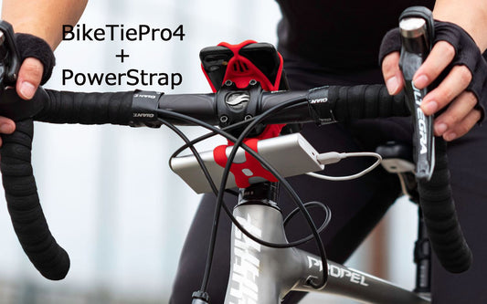 Bonecollection BikeTiePro4 自転車 ロードバイク スマホホルダー モバイルバッテリーホルダー 付き ステム用 縦型 シリコン製 4.7-7.2インチ 顔認証 FaceID TouchID 対応 BK20062